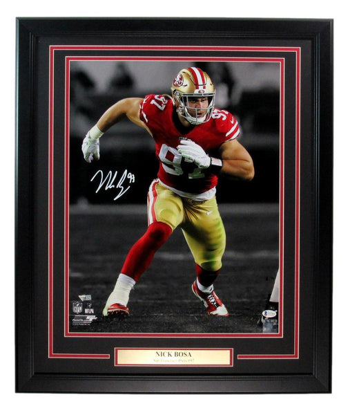 Nick Bosa Signed 16x20 Photo San Francisco 49ers Framed Beckett 186182