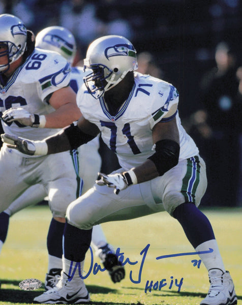 Walter Jones Autographed 8x10 Photo Seattle Seahawks "HOF 14" MCS Holo #63283