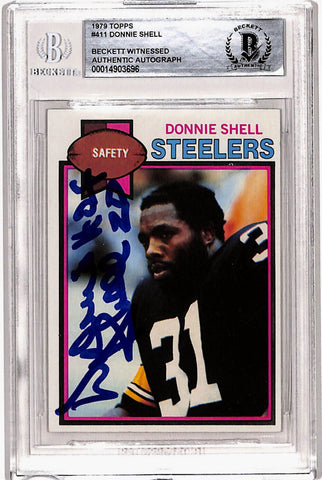 Donnie Shell Signed 1979 Topps #411 Rookie Card HOF Beckett Slab 40767