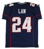 Ty Law Signed New England Patriots Jersey (Beckett) 3xSuper Bowl Champ /Def Back