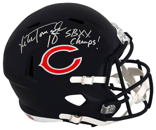 Mike Tomczak Signed Bears Riddell Full Size Replica Helmet w/Champs - (SS COA)