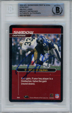 Ray Lewis Signed 2002 Showdown First & Goal Strategy #S4 Card BAS Slab 43352