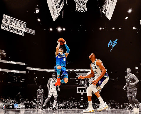 LAMELO BALL AUTOGRAPHED 16X20 PHOTO CHARLOTTE HORNETS BECKETT BAS QR 209479