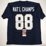 Autographed/Signed Lou Holtz 1988 National Champs Notre Dame Blue College Footba