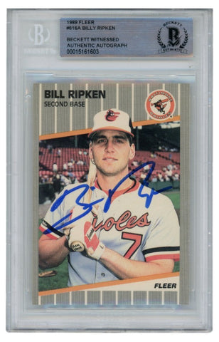 Billy Ripken Autographed 1989 Fleer #616 Error Trading Card Slab Beckett 52693
