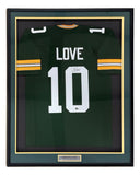Jordan Love Green Bay Signed Framed Green Football Jersey BAS