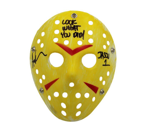 Ari Lehman Signed Friday the 13th Yellow Costume Mask - Look What You Did