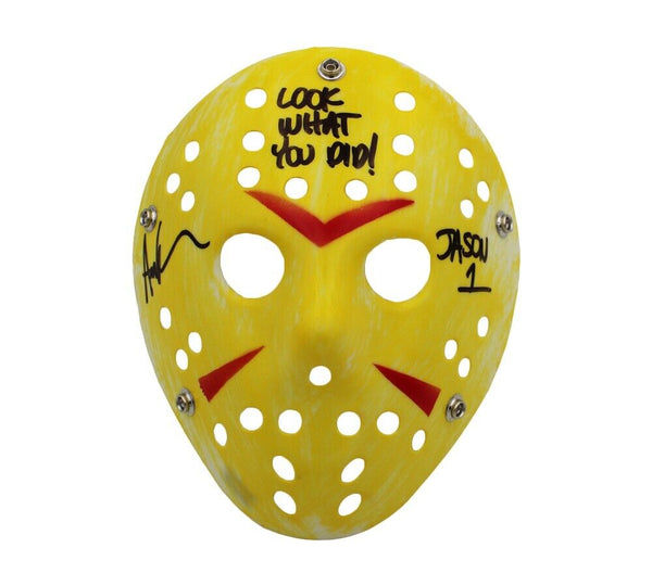 Ari Lehman Signed Friday the 13th Yellow Costume Mask - Look What You Did