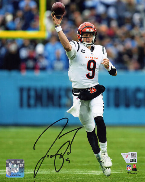 Joe Burrow Signed Bengals White Jersey vs Titans 8x10 Photo - (FANATICS COA)