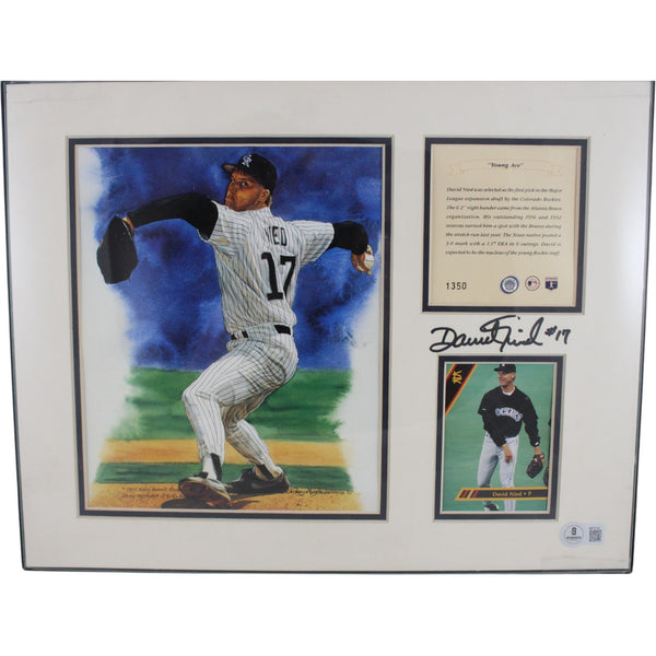 David Neid Autographed/Signed Colorado Rockies Photo and Card Beckett 51532