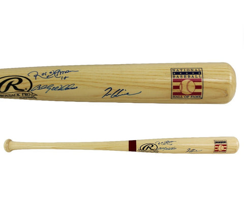 Tom Glavine, Roberto Alomar, and Billy Williams Signed Custom HOF Edition Bat