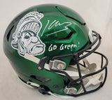 KENNETH WALKER III "GO GREEN" SIGNED MSU SPARTANS SPEEDFLEX HELMET BECKETT QR