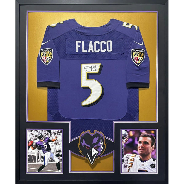 Joe Flacco Autographed Signed Framed Ravens 2P Jersey JSA
