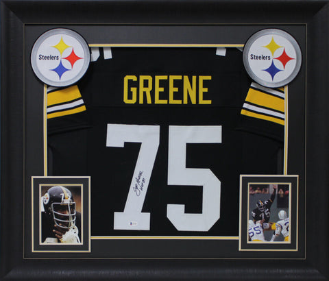 Joe Greene "HOF 87" Authentic Signed Black Pro Style Framed Jersey BAS Witnessed