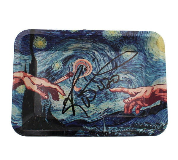 Ricky Williams Signed 5" x 7" Starry Night Tray with "420" Inscrption