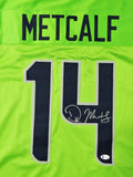 DK Metcalf Autographed Green Pro Style Jersey- Beckett W *Silver *4