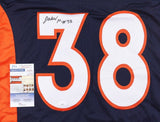 Jaleel McLaughlin Signed Denver Broncos Blue Jersey (JSA COA) Ex-Notre Dame RB
