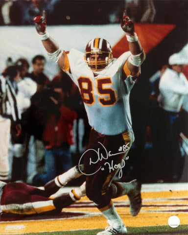 Don Warren Signed Redskins White Jersey Arms Raised 16x20 Photo w/HOGS -(SS COA)
