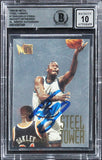 Magic Shaquille O'Neal Signed 1995 Metal Steel Towers #7 Card Auto 10! BAS Slab