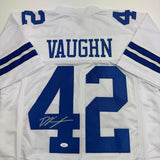 Autographed/Signed Deuce Vaughn Dallas White Football Jersey JSA COA