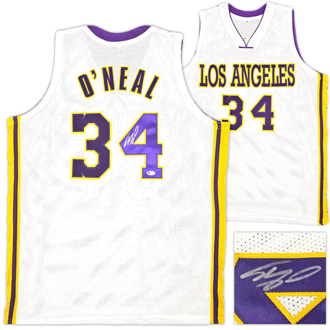 LAKERS SHAQUILLE SHAQ O'NEAL AUTOGRAPHED WHITE JERSEY SIGNED ON 4 BECKETT 191134