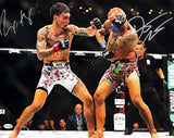 Max Holloway Dustin Poirier Dual Signed Auto 16x20 UFC Fight Photo JSA QR