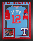 Rougned Odor Authentic Signed Blue El Tipo Pro Style Framed Jersey BAS #S56072
