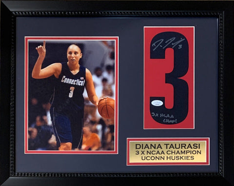 Diana Taurasi Autographed UCONN Connecticut Basketball Jersey Framed Photo JSA