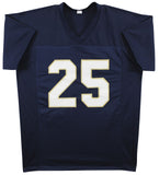 Notre Dame Raghib "Rocket" Ismail "PLAC" Signed Navy Pro Style Jersey BAS Wit