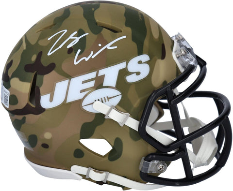 Zach Wilson New York Jets Signed Riddell Camo Alternate Speed Mini Helmet