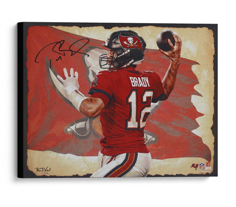 Tom Brady Buccaneers Signed 20x24 Canvas Giclee Print-by Brian Konnick-LE 12