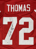 Badgers JOE THOMAS Signed Custom Replica Red WI Jersey AUTO - Browns HOF - JSA