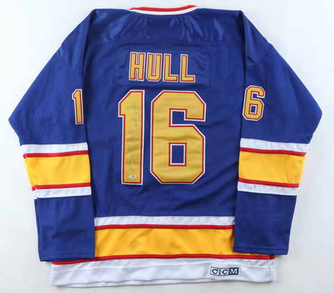 Brett Hull Signed Blues CCM Authentic Captain's Jersey Inscribed "HOF 2009"/ SGC