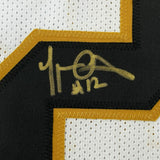 Framed Autographed/Signed Marques Colston 33x42 Orleans White Jersey JSA COA
