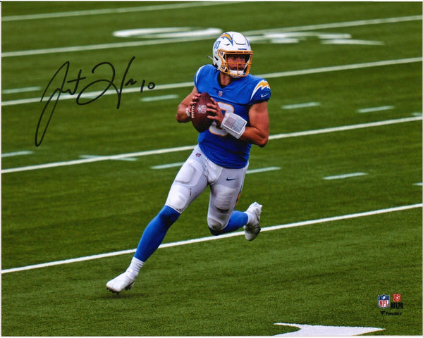 Justin Herbert Los Angeles Chargers Autographed 8" x 10" Looking to Pass Photo