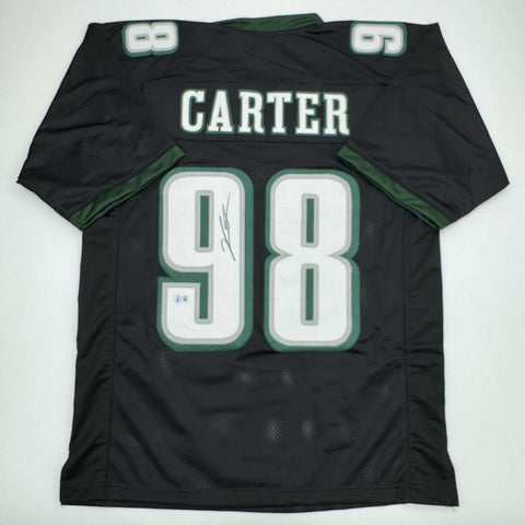 Autographed/Signed Jalen Carter Philadelphia Black Football Jersey Beckett COA