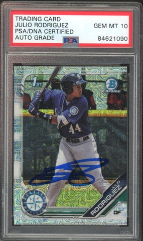 2019 Bowman Chrome Mega #BCP33 Julio Rodriguez RC PSA/DNA Auto GEM MINT 10