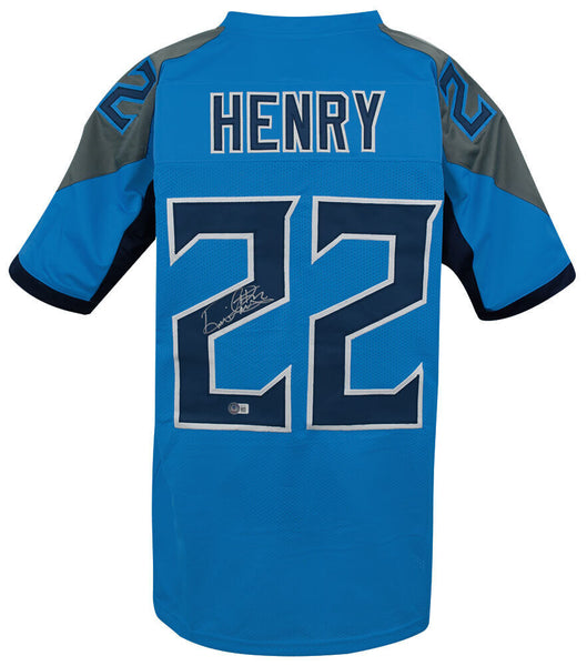Derrick Henry (TITANS) Signed Light Blue Custom Football Jersey - (Beckett COA)
