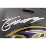 Zay Flowers Autographed Baltimore Ravens Mini Helmet Beckett Witness 50967