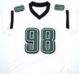 Jalen Carter Autographed White Pro Style Jersey- Beckett W Hologram *Silver