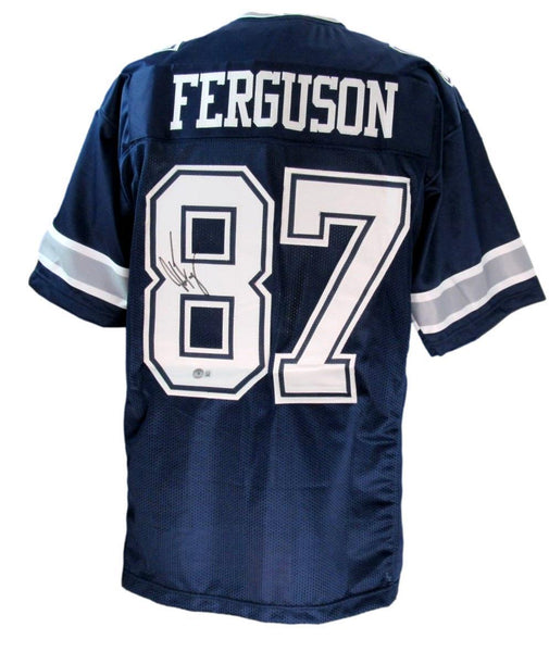 Jake Ferguson Signed Navy Custom Football Jersey Dallas Cowboys Beckett 186588