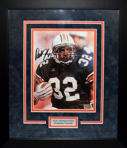 RUDI JOHNSON AUTOGRAPHED AUBURN TIGERS 8x10 FRAMED PHOTO COA