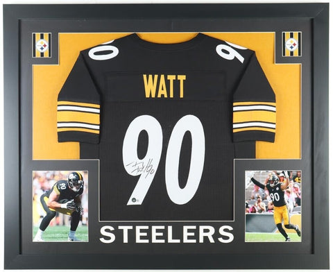 T. J. Watt Signed Steelers 35x43 Framed Jersey (Beckett) 2017 1st Round Pick L.B