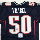 Autographed/Signed Mike Vrabel New England Blue Jersey Beckett BAS COA
