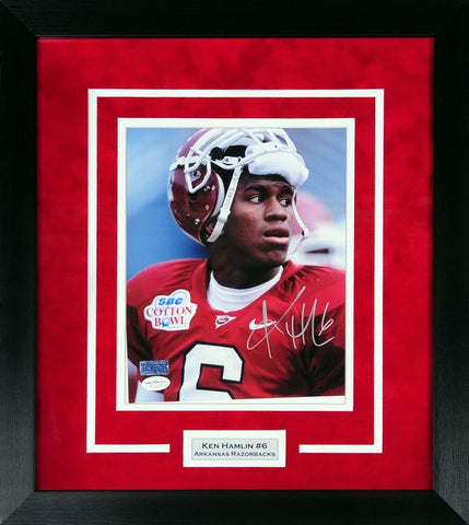 KEN HAMLIN SIGNED ARKANSAS RAZORBACKS 8x10 FRAMED PHOTO COA