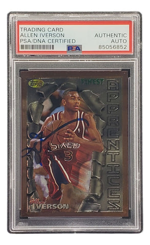 Allen Iverson Signed 1996 Topps Finest #69 76ers Rookie Card PSA/DNA