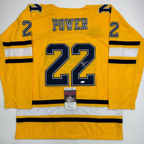 Autographed/Signed Owen Power Michigan Yellow College Hockey Jersey JSA COA