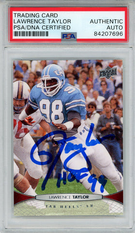 Lawrence Taylor Signed 2012 Upper Deck #33 Trading Card PSA Slab 43727