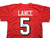 SAN FRANCISCO 49ERS TREY LANCE AUTOGRAPHED RED JERSEY BECKETT BAS WITNESS 215019