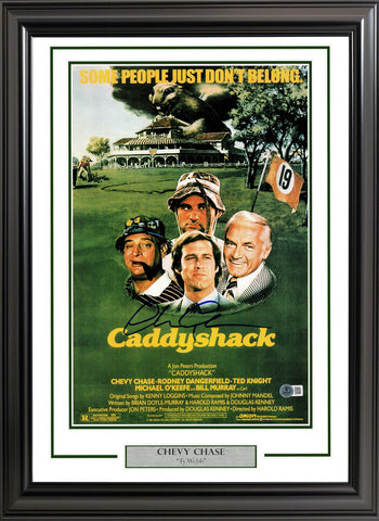 CHEVY CHASE AUTOGRAPHED FRAMED CADDYSHACK 11X17 MOVIE POSTER BECKETT QR 234592